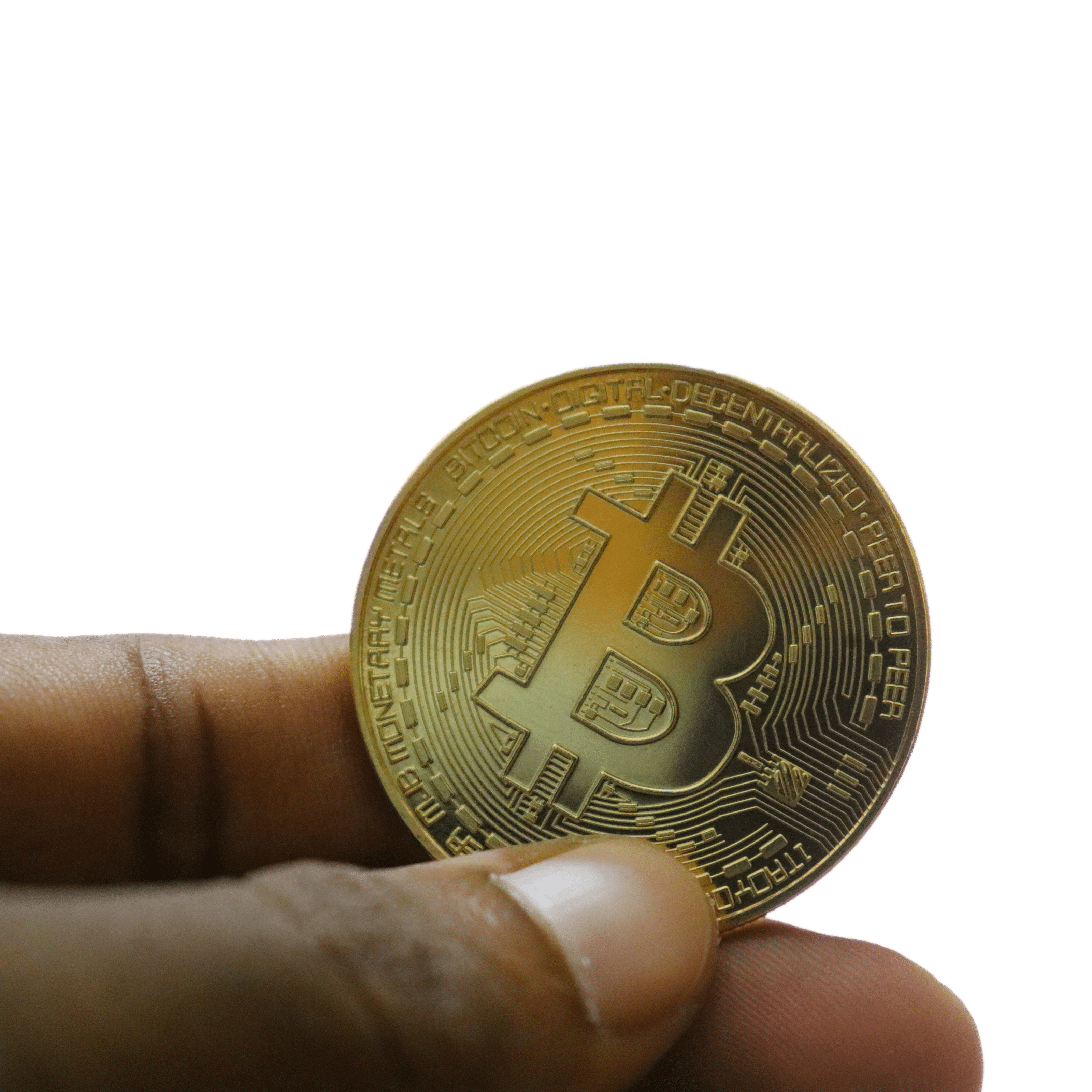 биткойн монета в ръка